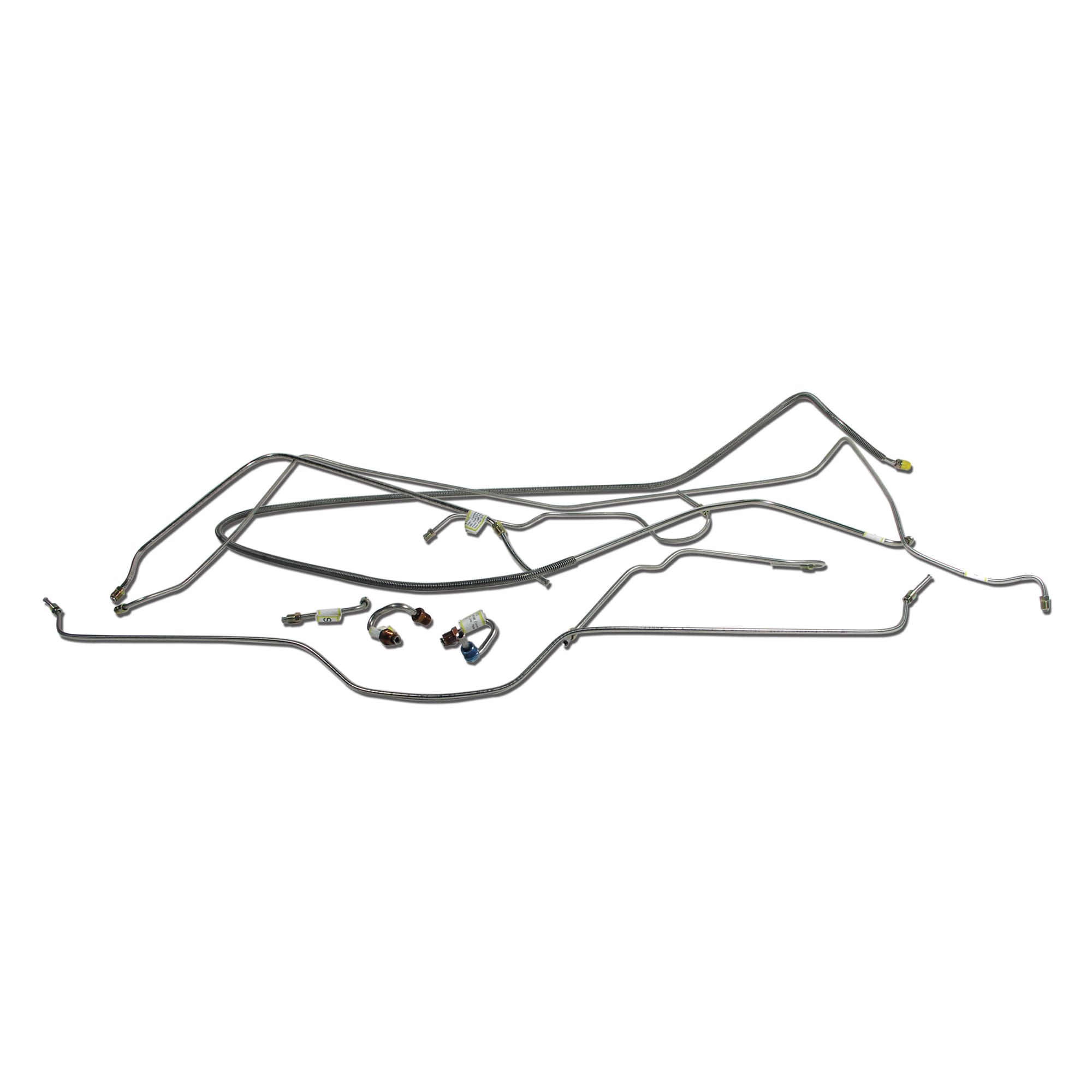 C2 New Brake Line Set, Stainless Steel without Power Brake 1967