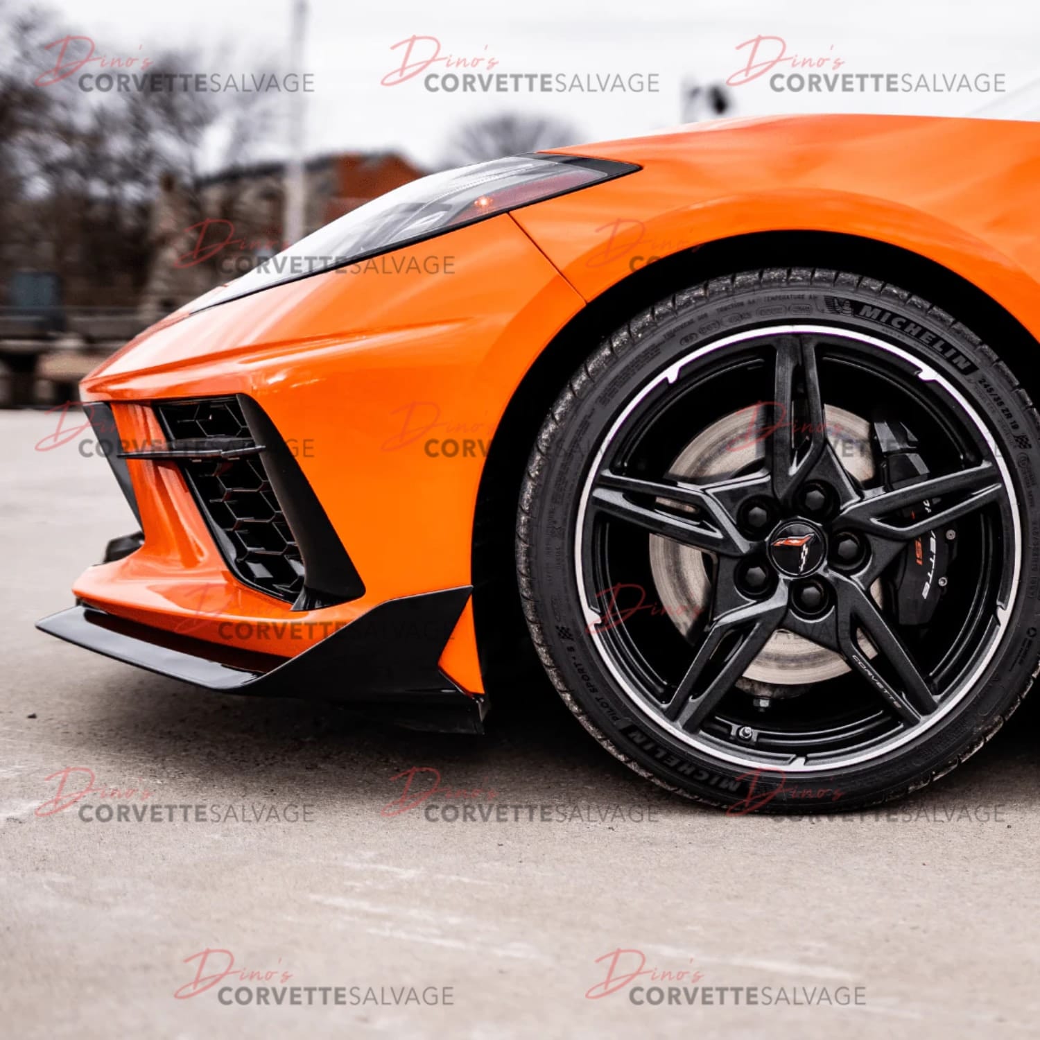 C8 Corvette New Carbon Flash Metallic 7VM Splitter 2020-2025 Installed