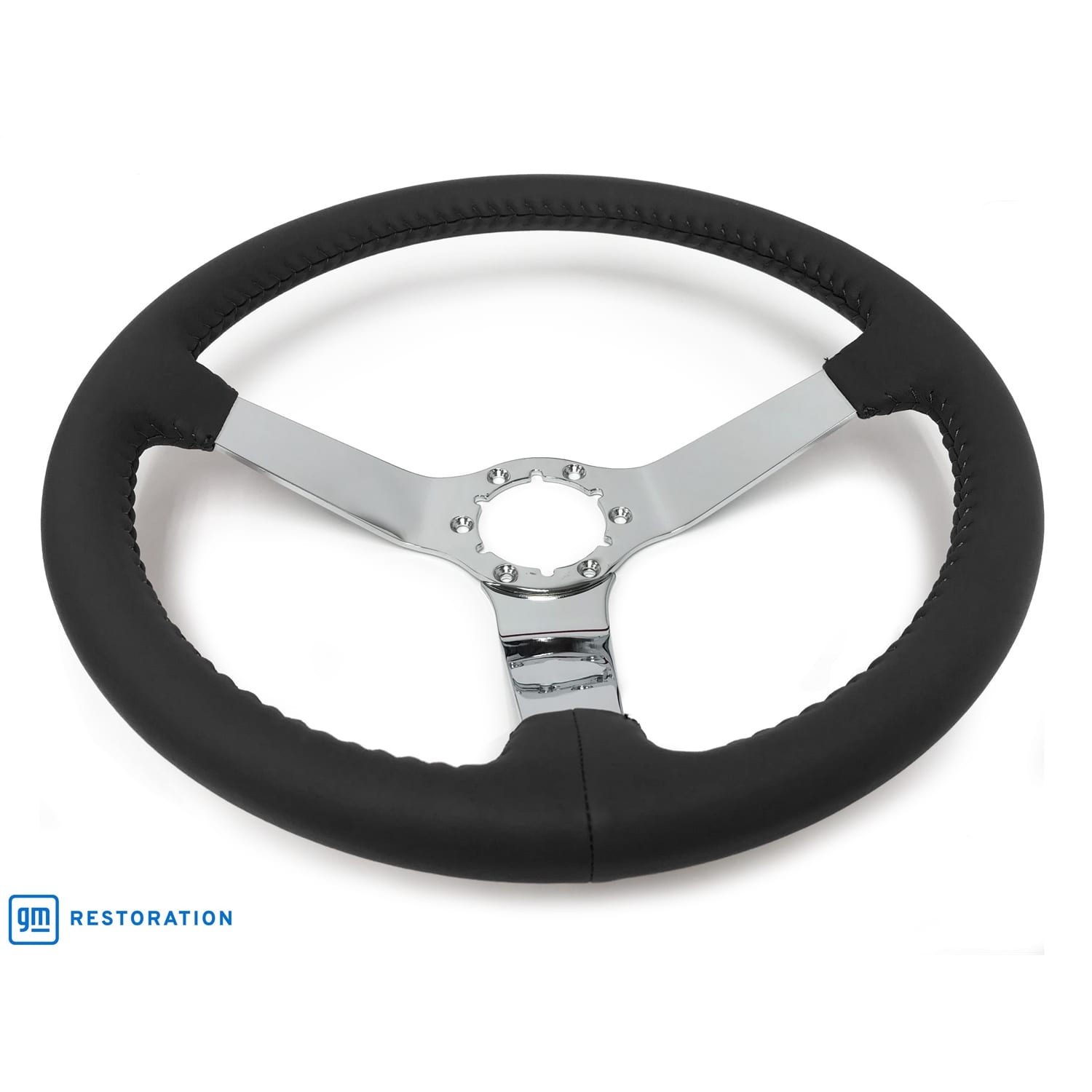 C3 New Black Leather Steering Wheel Chrome Spokes 1977-1982 (ST3040BLK)