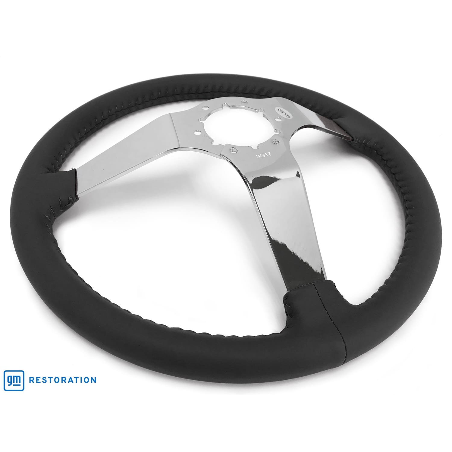 C3 New Black Leather Steering Wheel Chrome Spokes 1977-1982 (ST3040BLK)