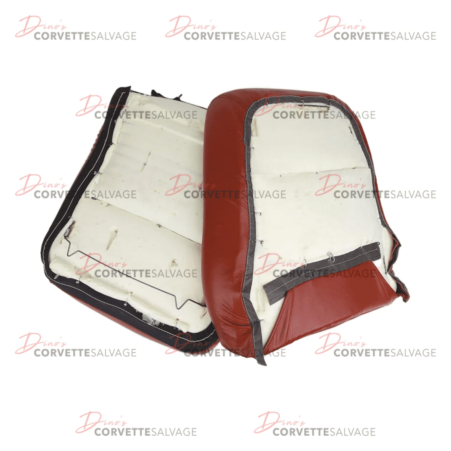 C3 Corvette New Cinnabar 100% Leather Mounted 4-inch Bolster Seat Cover Set 1981