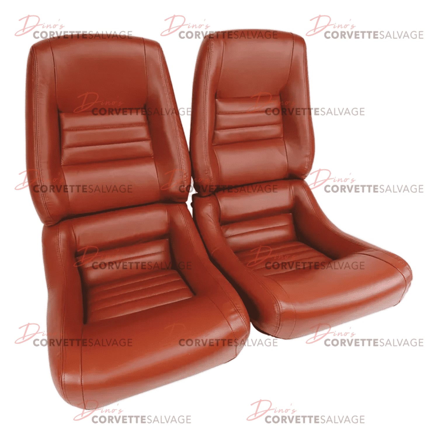 C3 New 100% Leather Mounted 4-inch Bolster Seat Cover Set 1978-1982