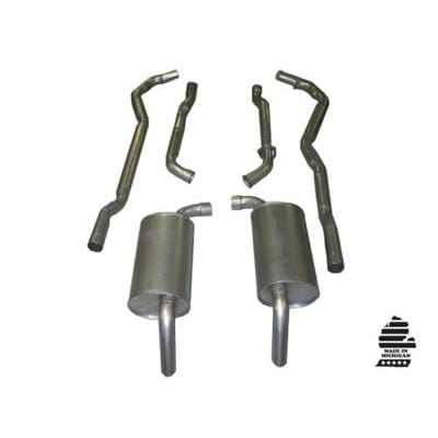 C3 New Exhaust System - 454 4-Speed 2.5 Inch with Round Mufflers 1974