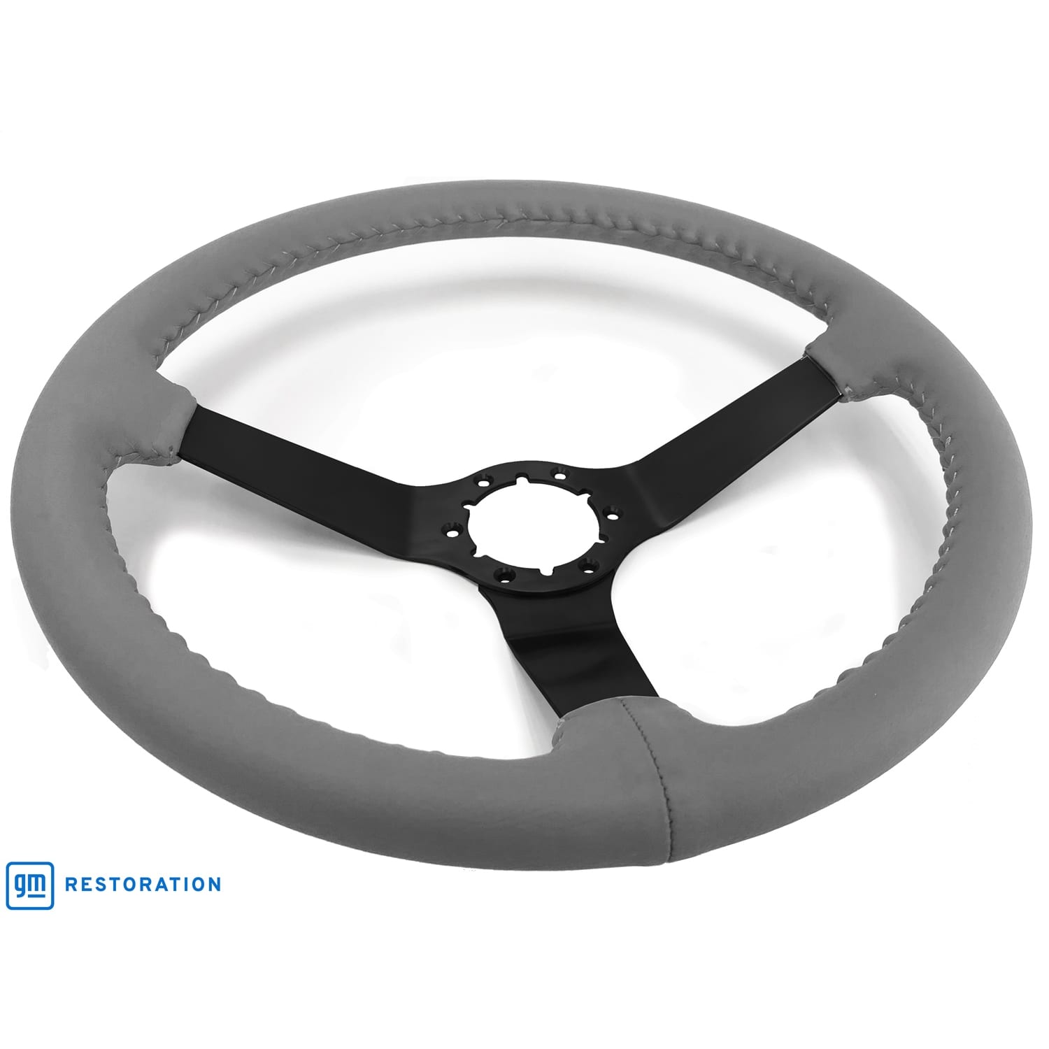 C3 New Grey Leather Steering Wheel Black Spokes 1977-1982