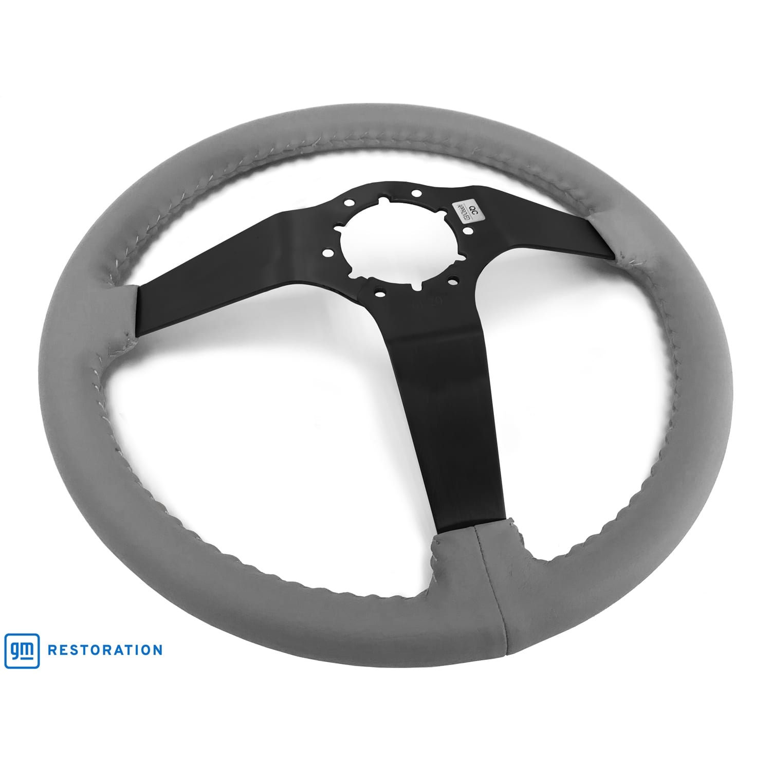 C3 New Grey Leather Steering Wheel Black Spokes 1977-1982