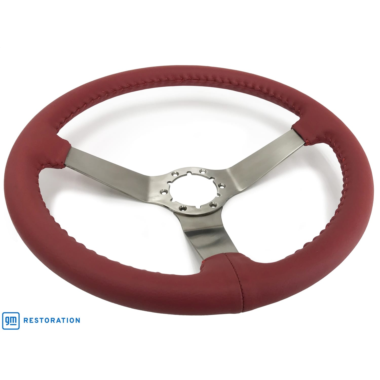 C3 New Red Leather Steering Wheel Brushed Spokes 1977-1982 (ST3041RED-GM)
