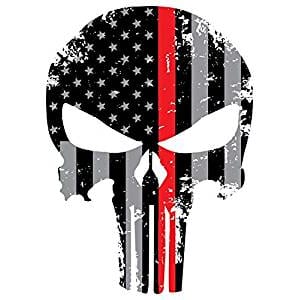 C1-C8 New Tattered US Flag Punisher Skull Decal - Choose Style 1953-2026