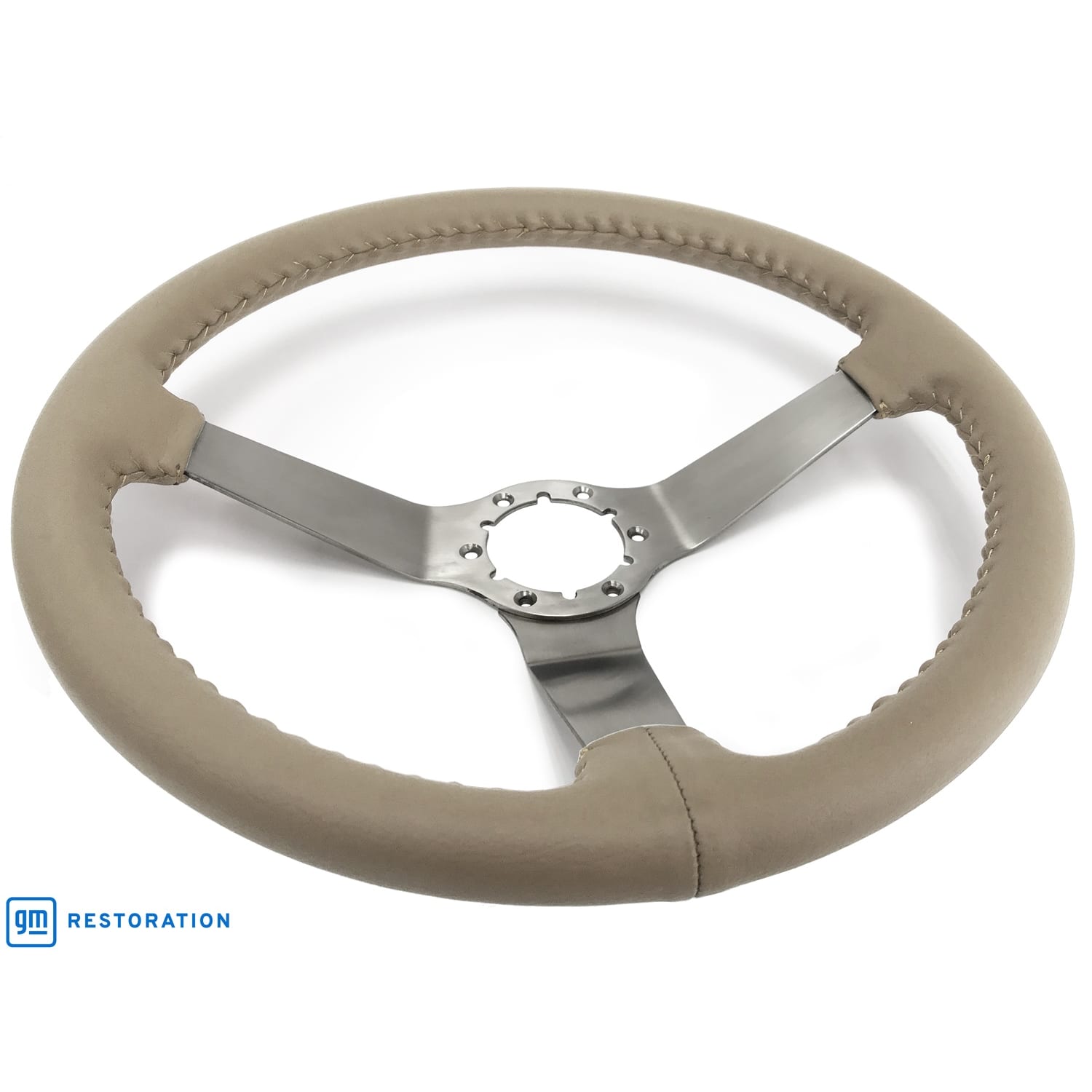 C3 New Tan Leather Steering Wheel Brushed Spokes 1977-1982 (ST3041TAN)