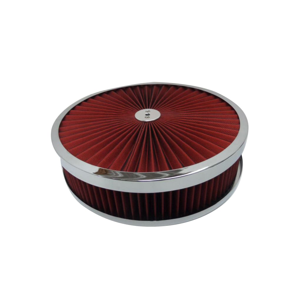 C2-C3 New Super Flow Air Cleaner Assembly - 14x4 Red with Black Edge 1963-1982