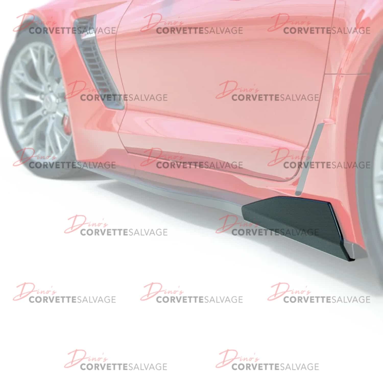 C7 Corvette New Carbon Flash Metallic 5VM Rocker Winglet Set 2014-2019 Installed