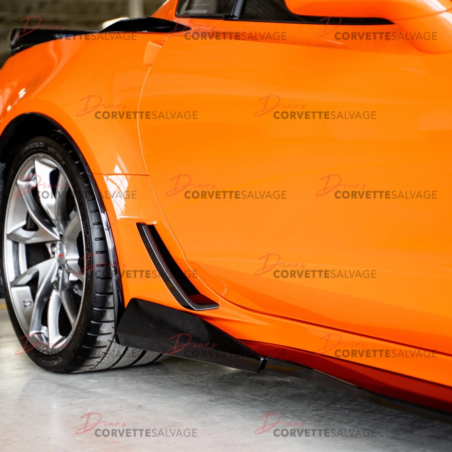 C7 Corvette New Carbon Flash Metallic 5VM Rocker Winglet Set 2014-2019 Installed