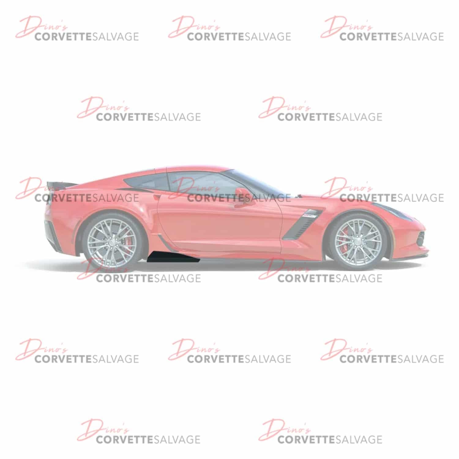 C7 Corvette New Carbon Flash Metallic 5VM Rocker Winglet Set 2014-2019 Installed