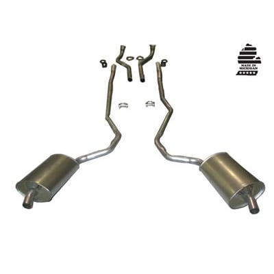 C3 New Exhaust System - 427 Auto 2.5 To 2 Inch with Welded Secondary Pipe & Mufflers 1969