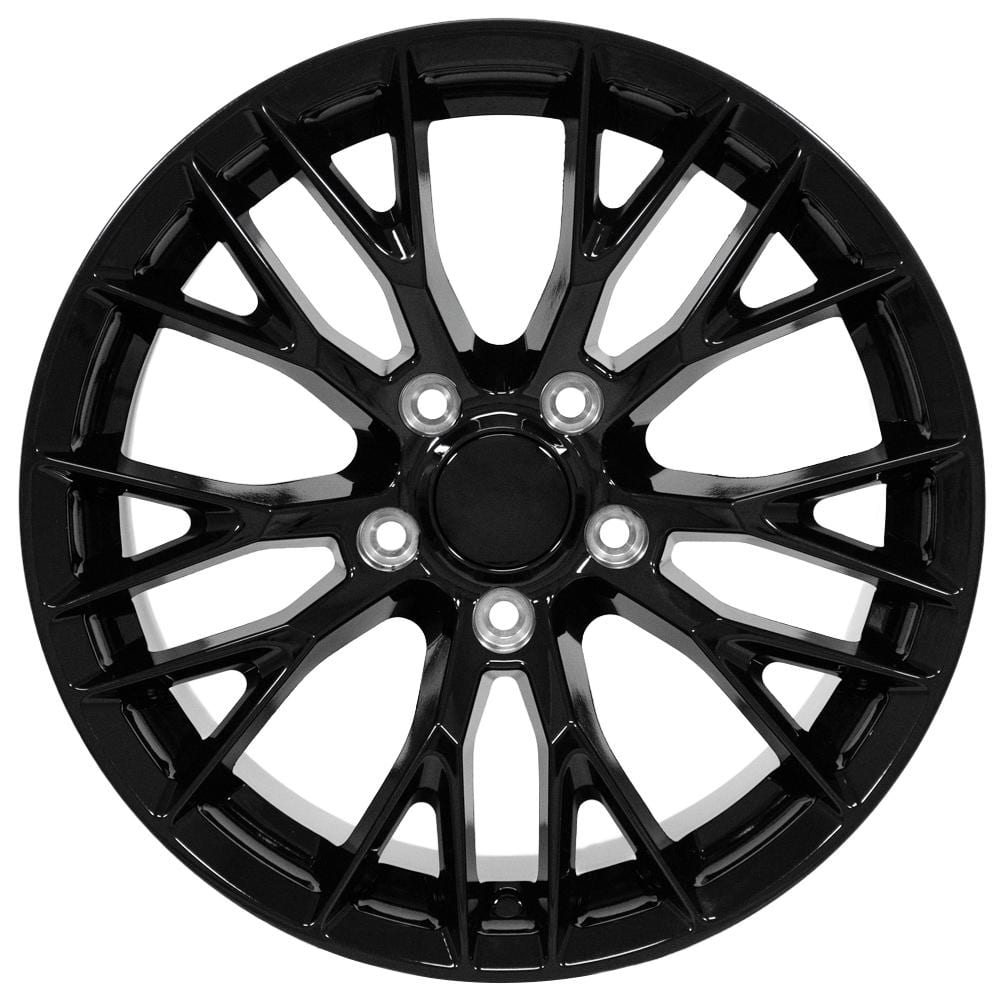 C4-C5 New Gloss Black 17x9.5 and 18x10.5 Wheel Set of 4 (CV22) 1988-2004