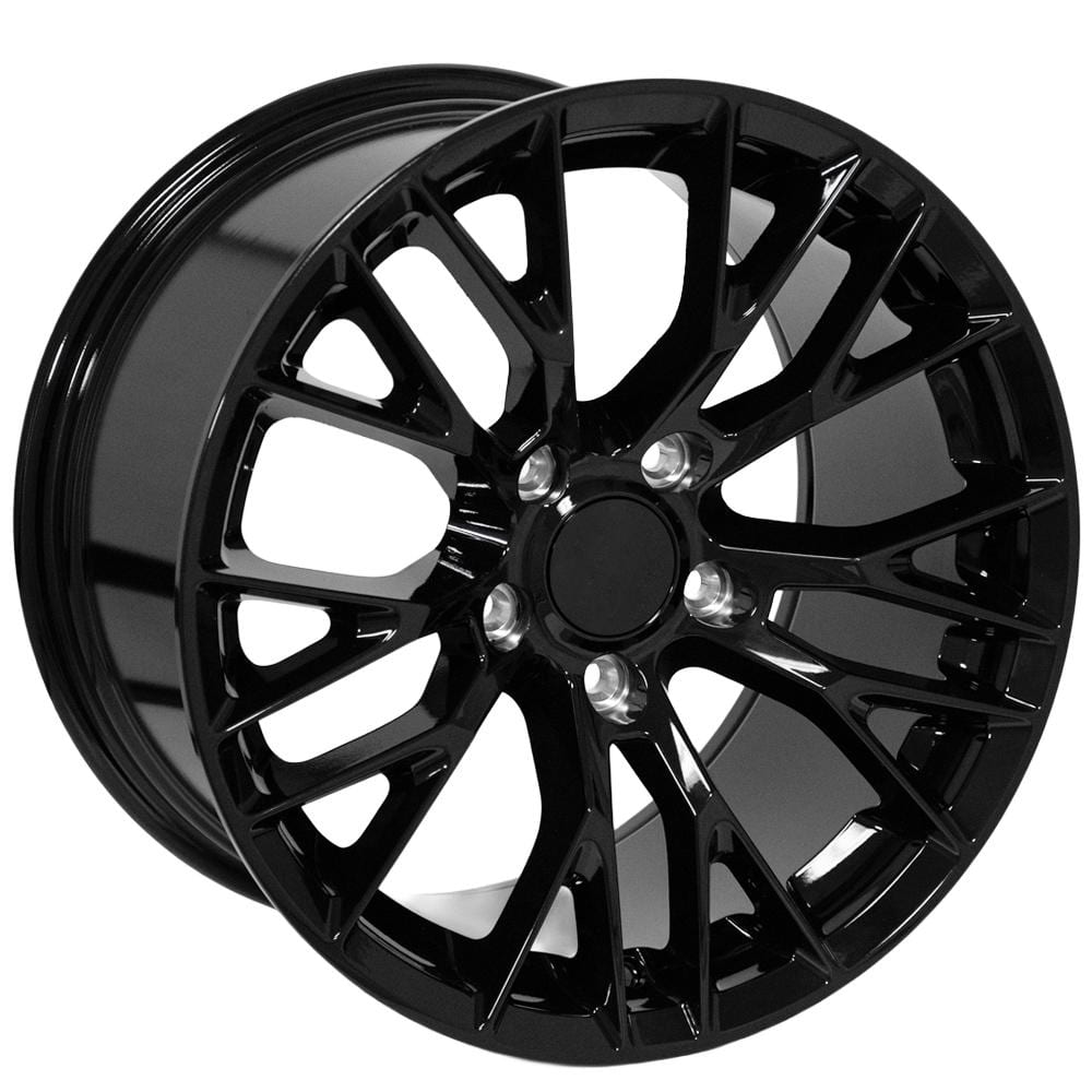 C4-C5 New Gloss Black 17x9.5 and 18x10.5 Wheel Set of 4 (CV22) 1988-2004