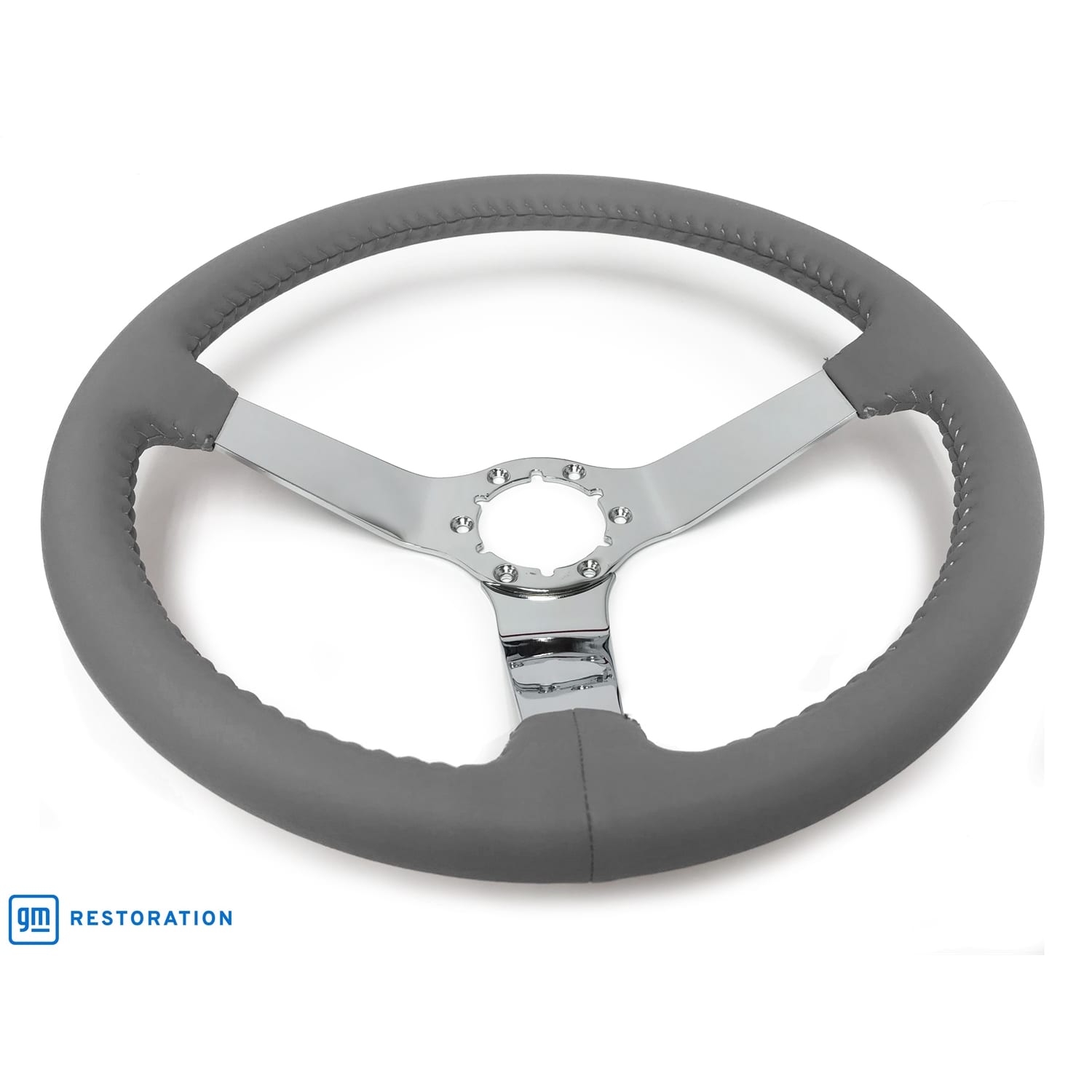 C3 New Grey Leather Steering Wheel Chrome Spokes 1977-1982 (ST3040GRY)