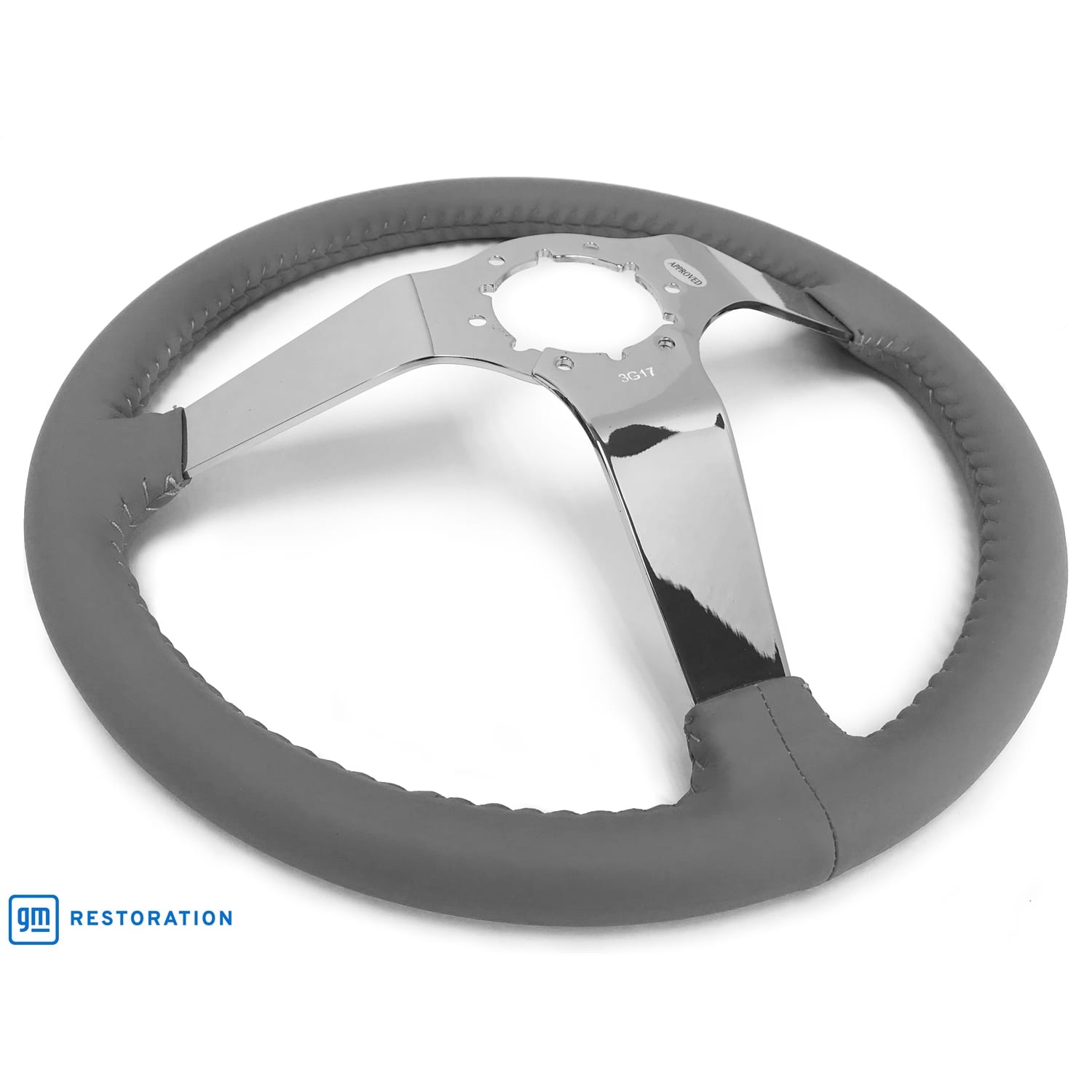 C3 New Grey Leather Steering Wheel Chrome Spokes 1977-1982 (ST3040GRY)