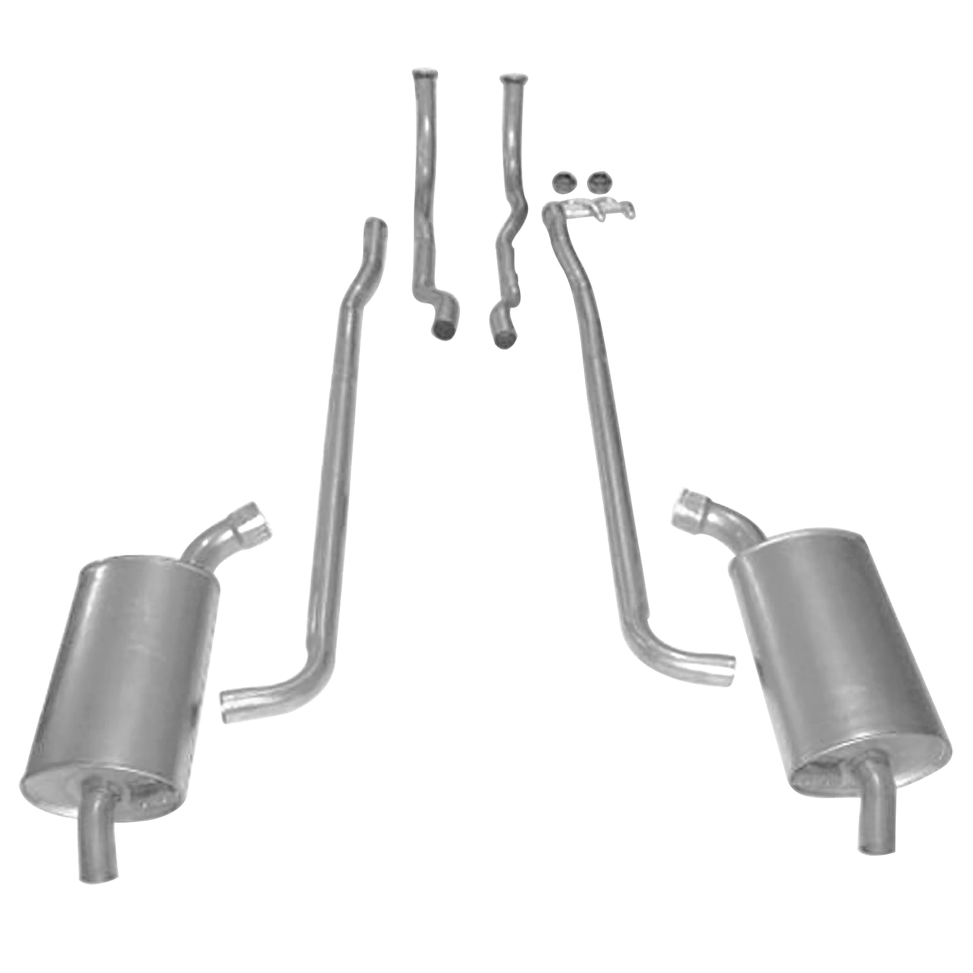 C2 New Exhaust System - 2 Inch- 64-65 Non-HP or Auto, 66-67 Auto with Sep Pipe & Muffler 1964-1967