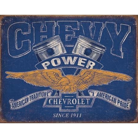 C1-C8 New Chevy Power Tin Sign 1953-2026