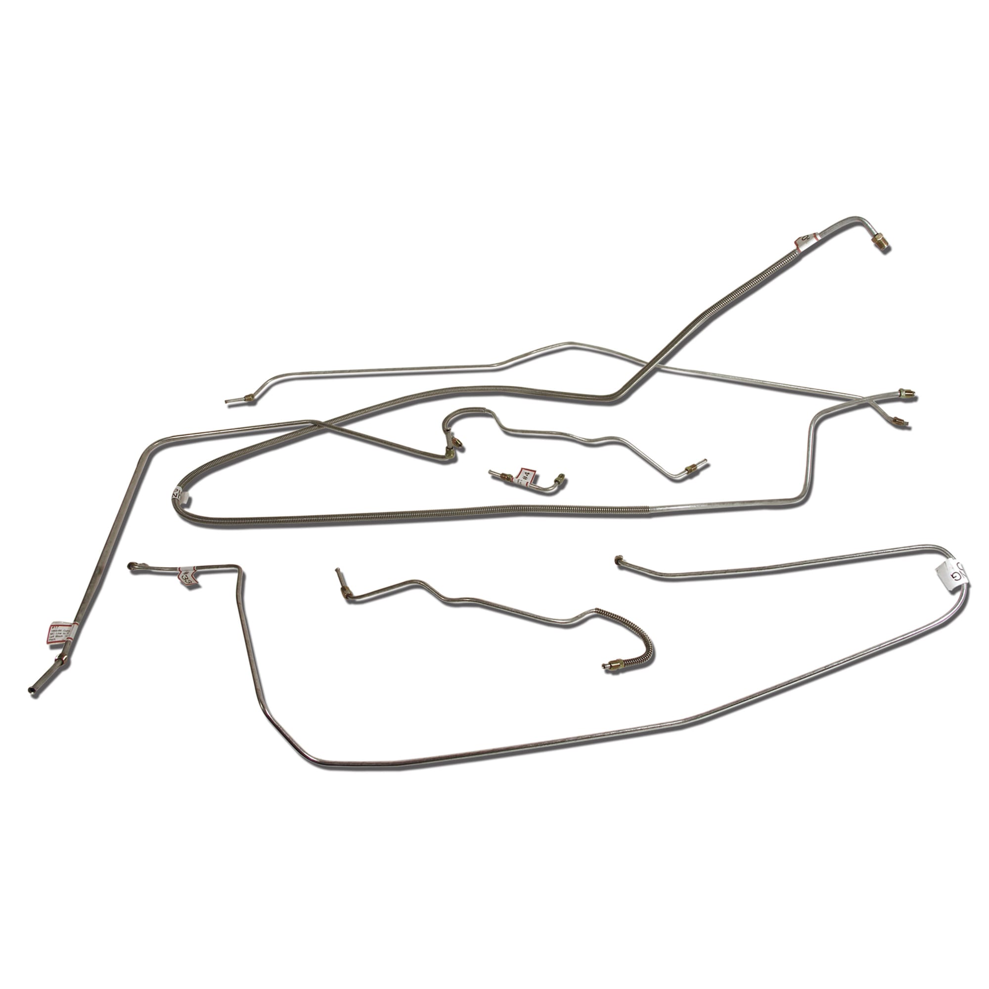 C2 New Brake Line Set, with Power Brake 1/4 Inch 1965-1966
