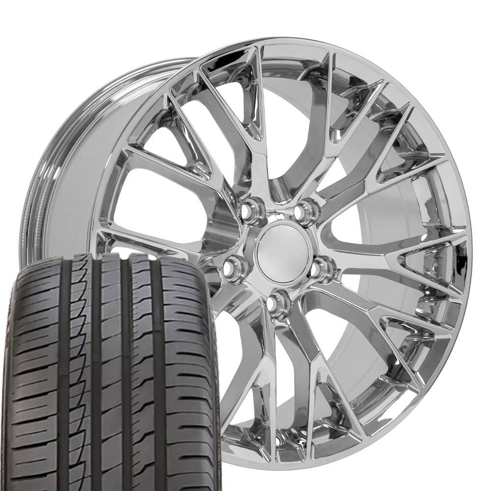 C4 New Chrome 18x8.5 Wheel and Tire Set of 4 (CV22) with 245/40r18 Ironman iMove GEN 2 1988-1996