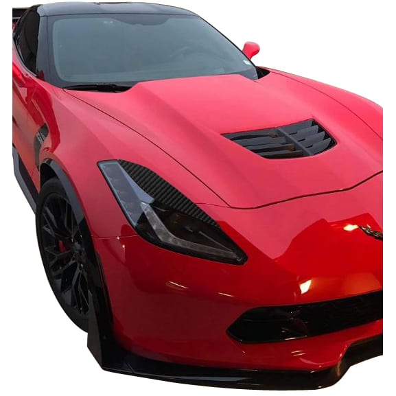 C7 New Hydro Carbon Acrylic Headlight Eyelid Covers - Pair Gloss Clear Finish 2014-2019