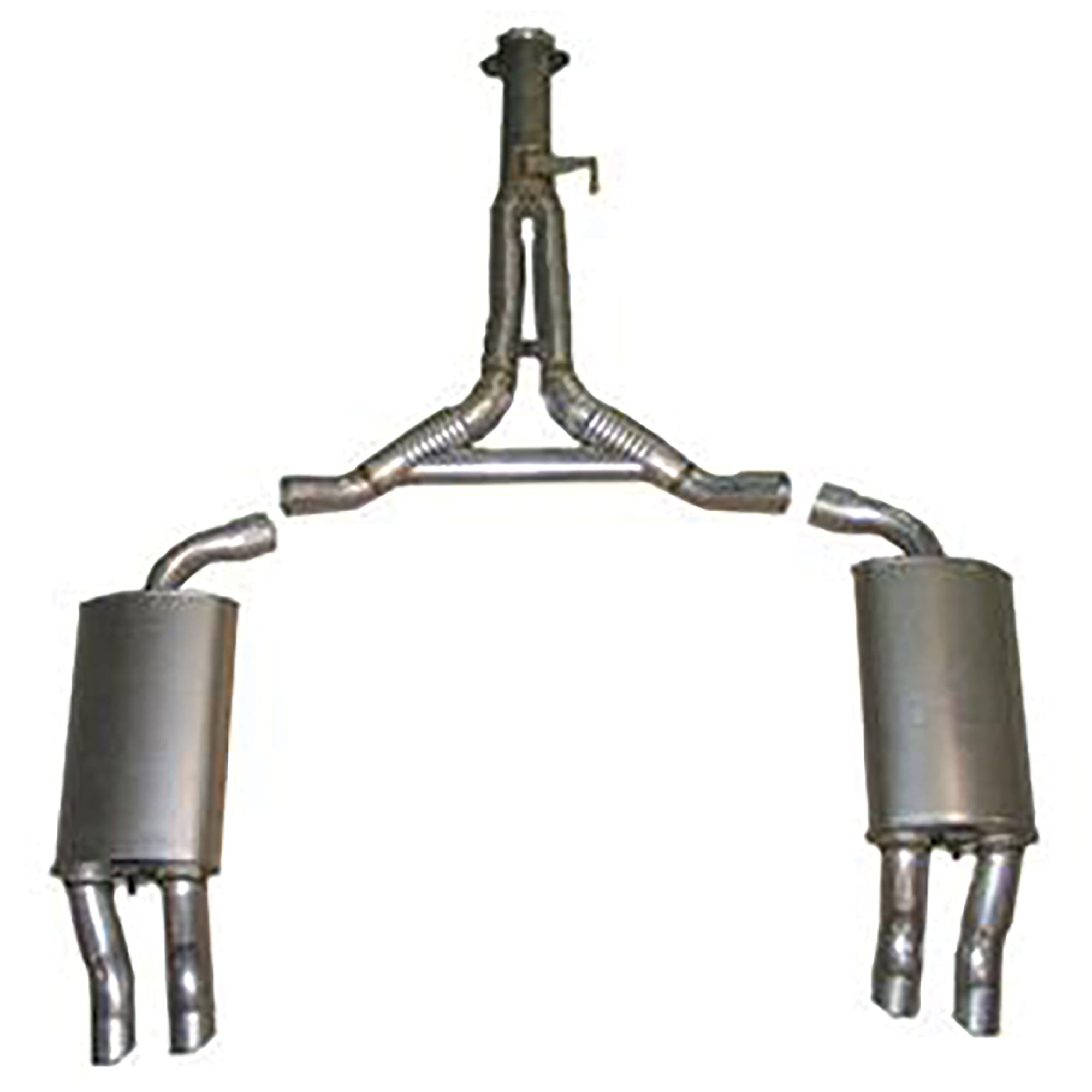 C4 New Exhaust System - Cat Back with Rear Y-Pipe with Crossover & Reproduction Mufflers 1986-1990