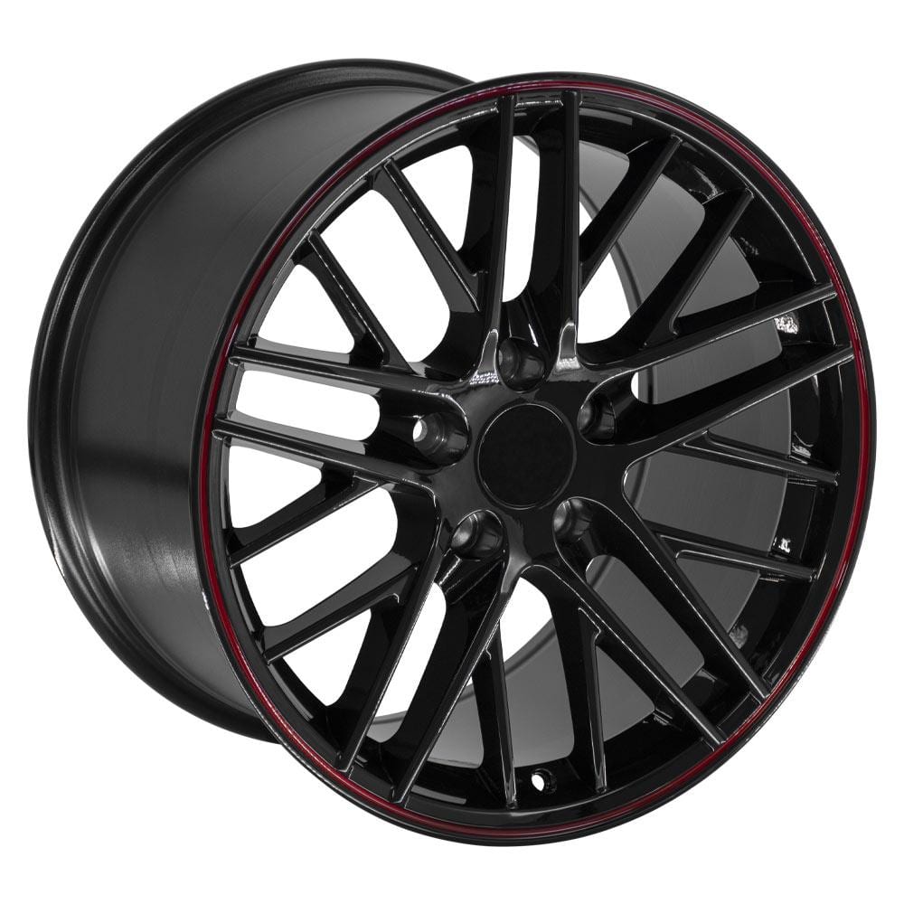 C4-C5 New Gloss Black Redline 18x8.5 and 18x10.5 Wheel Set of 4 (CV08B) 1988-2004
