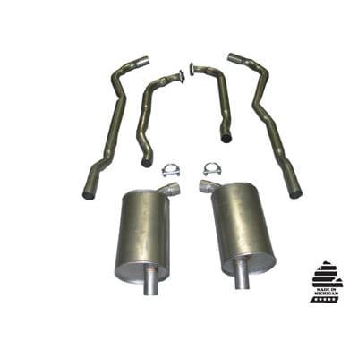 C3 New Exhaust System - 350 4 Spd 2-2.5 Inch with Separate Secondary Pipes & Mufflers 1973