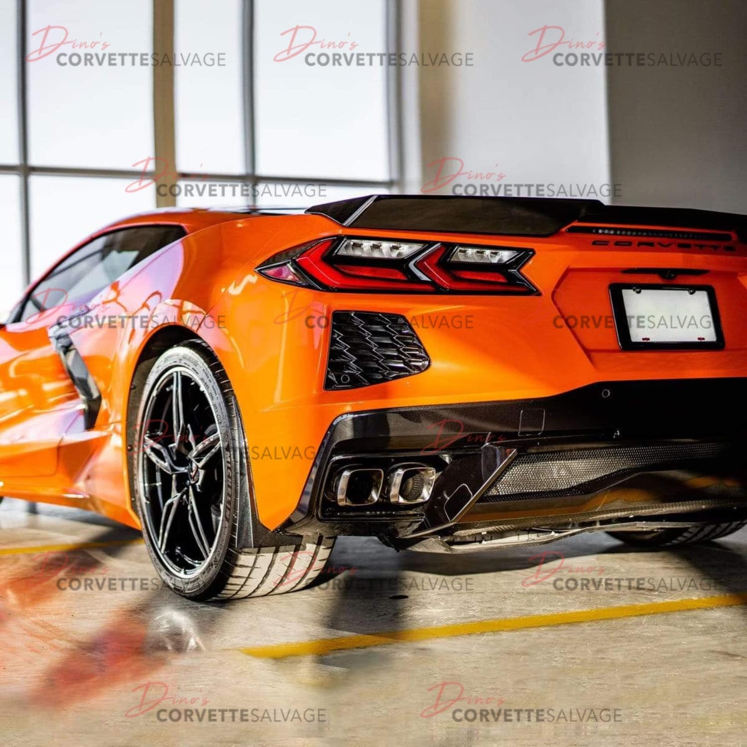 C8 Corvette New Carbon Flash Metallic Stingray Rear Rock Guards 2020-2025 Installed