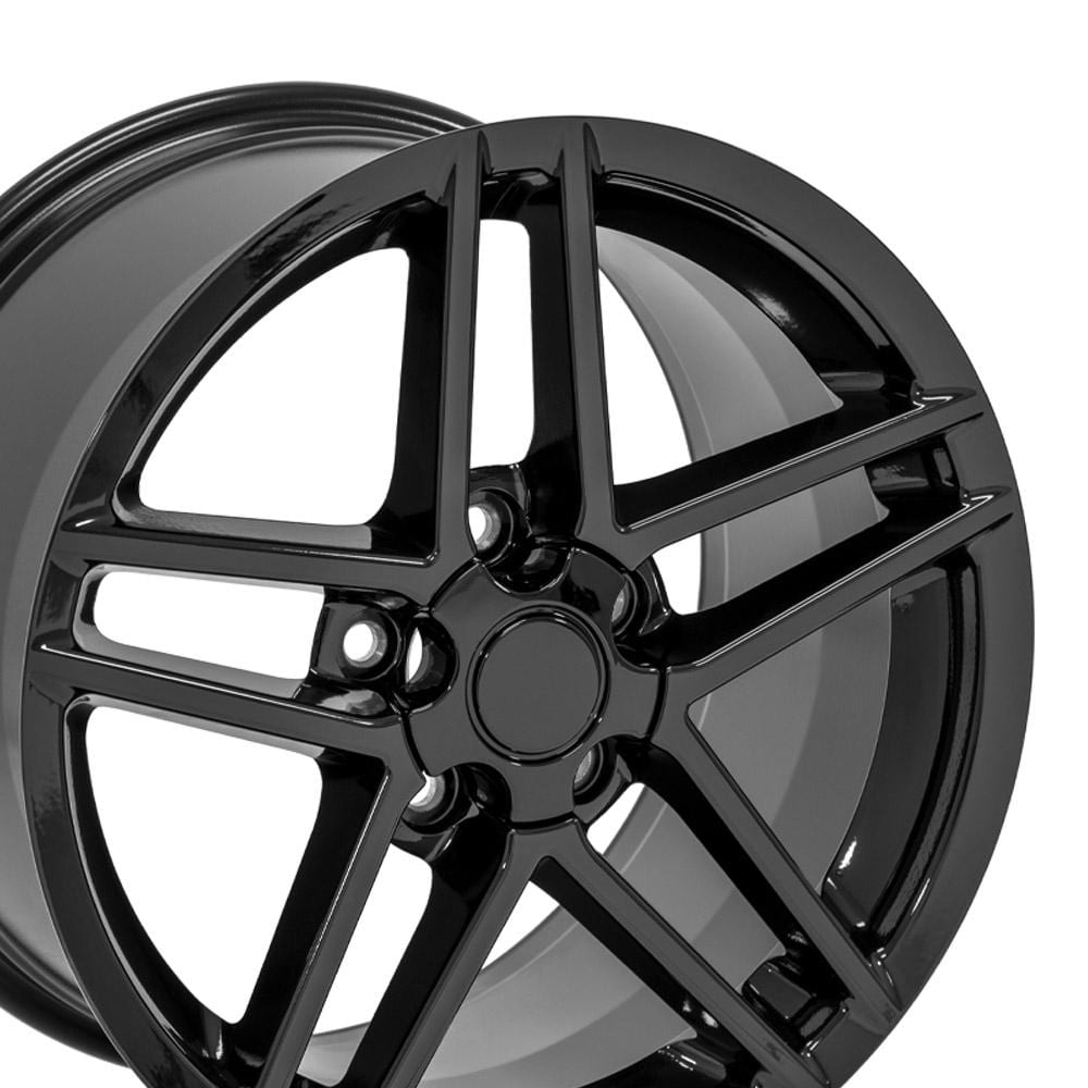 C4 New Gloss Black 17x9.5 Wheel Set of 4 (CV07A) 1988-1996