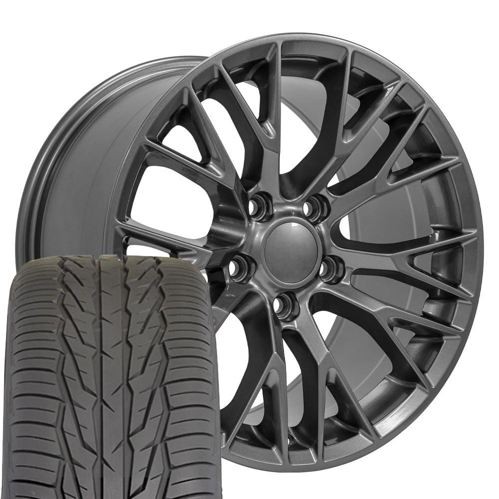C4 New Gloss Gunmetal 17x9.5 Wheel and Tire Set of 4 (CV22) with 275/40r17 Toyo Extensa HP II 1988-1996