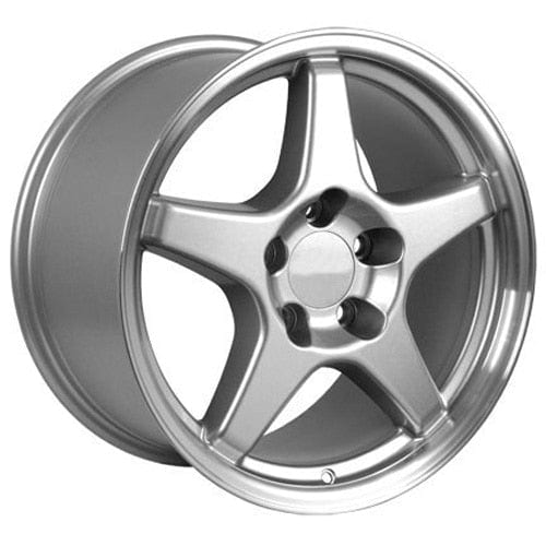 C4 New Gloss Silver Machined Lip 17x9.5 and 17x11 Wheel and Tire Set of 4 (CV01) with 275/40r17 & 315/35r17 Toyo Extensa HP II 1988-1996