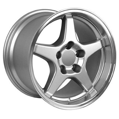 C4 New Gloss Silver Machined Lip 17x9.5 and 17x11 Wheel and Tire Set of 4 (CV01) with 275/40r17 & 315/35r17 Toyo Extensa HP II 1988-1996