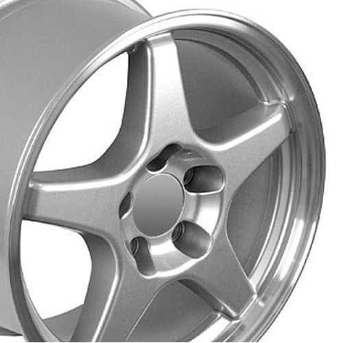 C4 New Gloss Silver Machined Lip 17x9.5 and 17x11 Wheel and Tire Set of 4 (CV01) with 275/40r17 & 315/35r17 Toyo Extensa HP II 1988-1996
