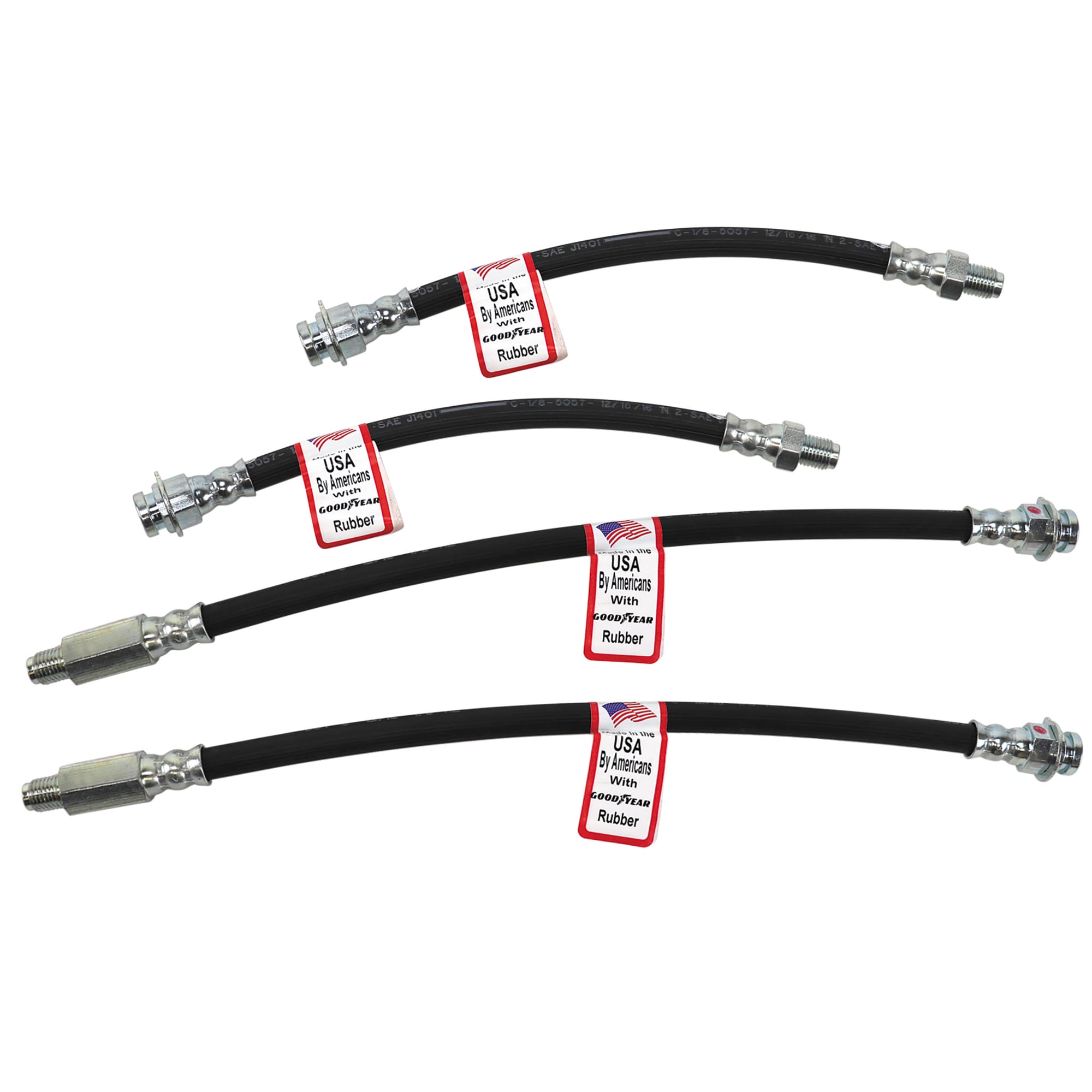 C2-C3 New Brake Lines, Rubber 4 Piece Set (USA) 1963-1982