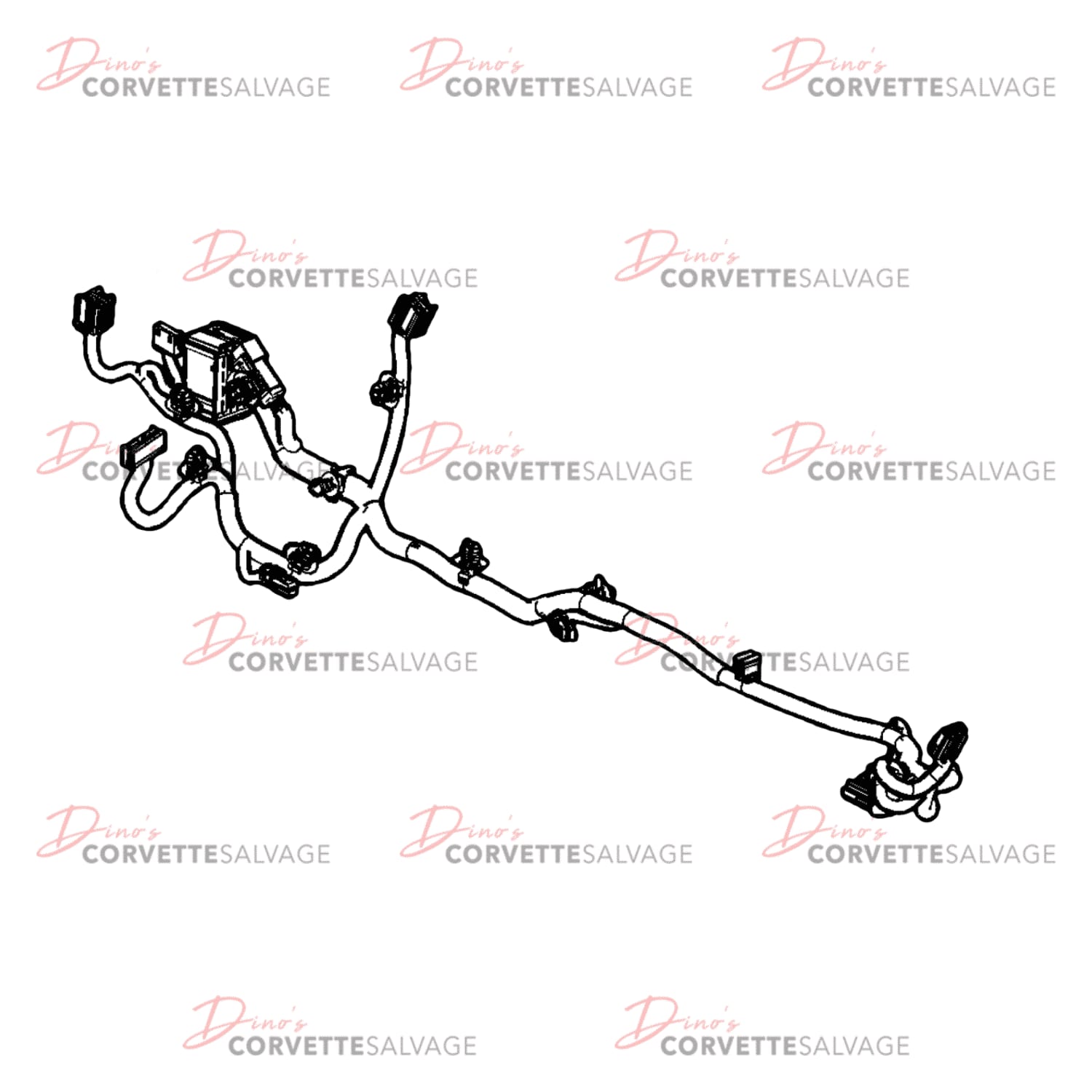 C8 Used Front Floor Console Wiring Harness without Wireless Charging 2020-2023