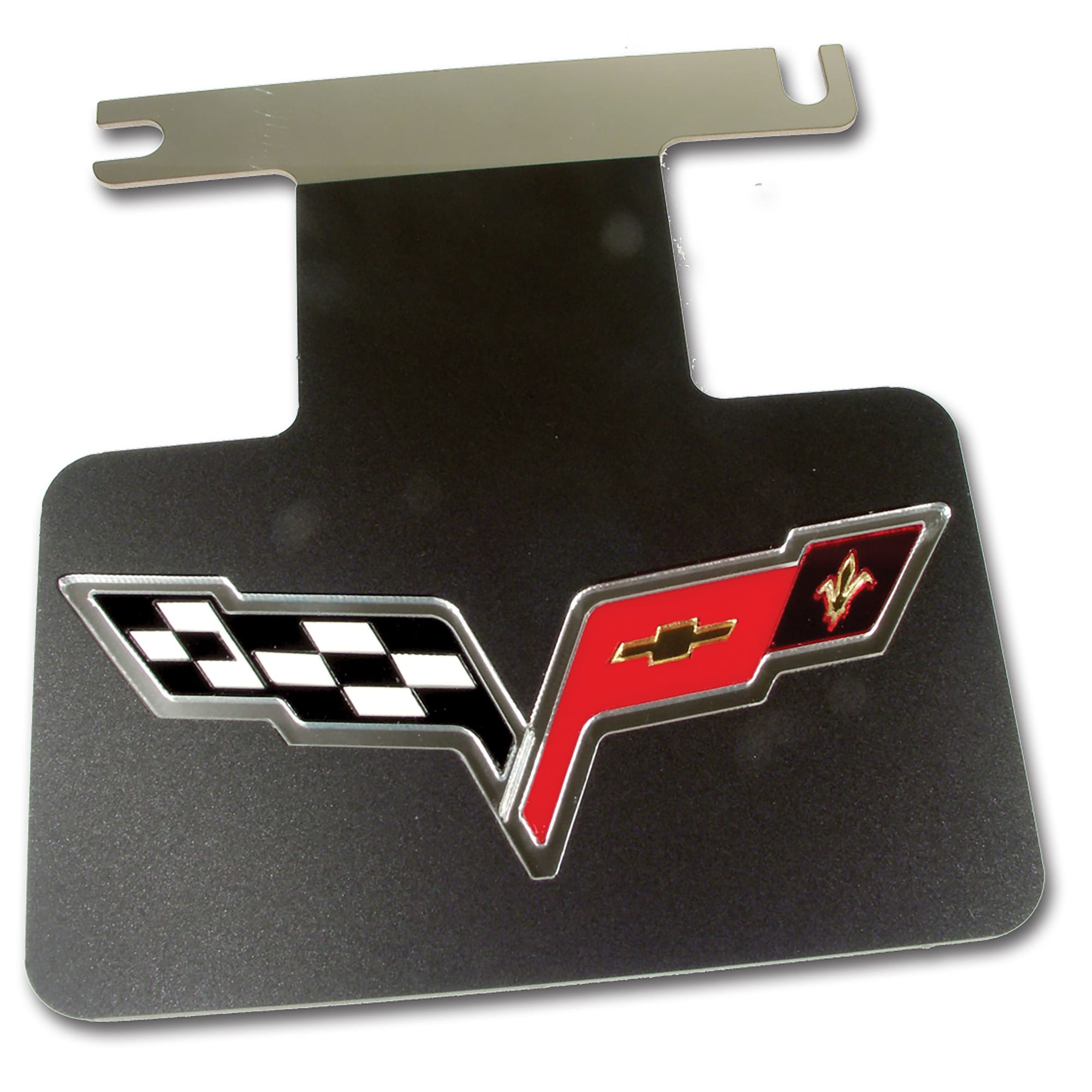 C6 New Exhaust Plate, Stainless Steel & Black Acrylic with C6 Emblem 2005-2013