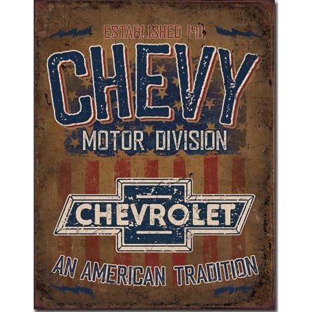C1-C8 New Chevy Motor Division An American Tradition Tin Sign 1953-2026