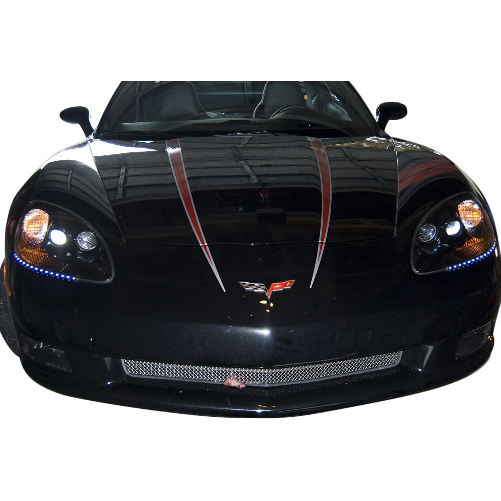 C6 New LED Audi Style Lower Headlight Trim Kit - Pair Blue without Switch 2005-2013