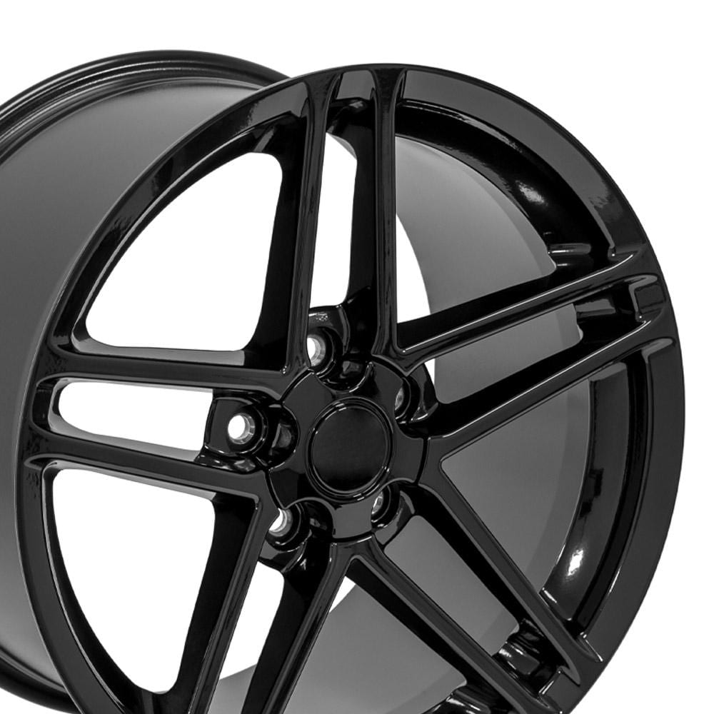 C4-C5 New Gloss Black 18x9.5 and 18x10.5 Wheel Set of 4 (CV07A) 1988-2004
