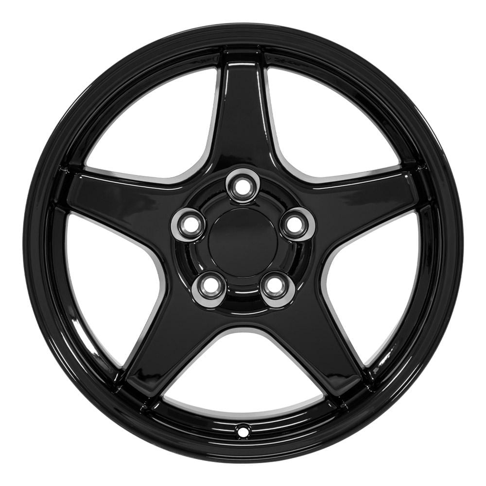 C4 New Gloss Black 17x9.5 and 17x11 Wheel Set of 4 (CV01) 1988-1996