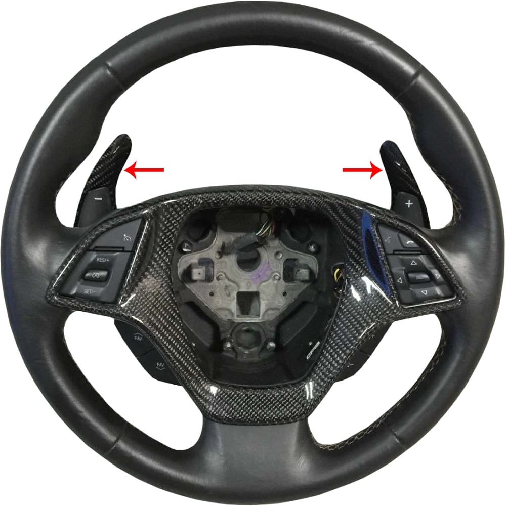 C7 New Carbon Fiber Paddle Shifter Extenders - Peel & Stick Easy Install 2014-2019