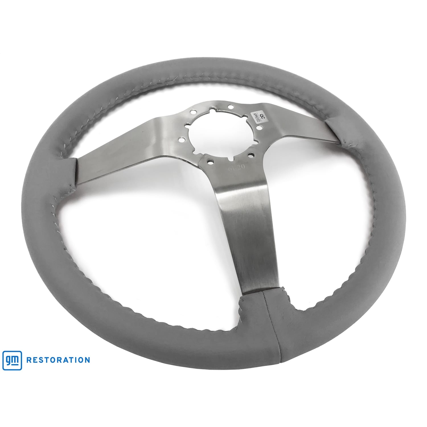 C3 New Grey Leather Steering Wheel Brushed Spokes 1977-1982 (ST3041GRY-GM)