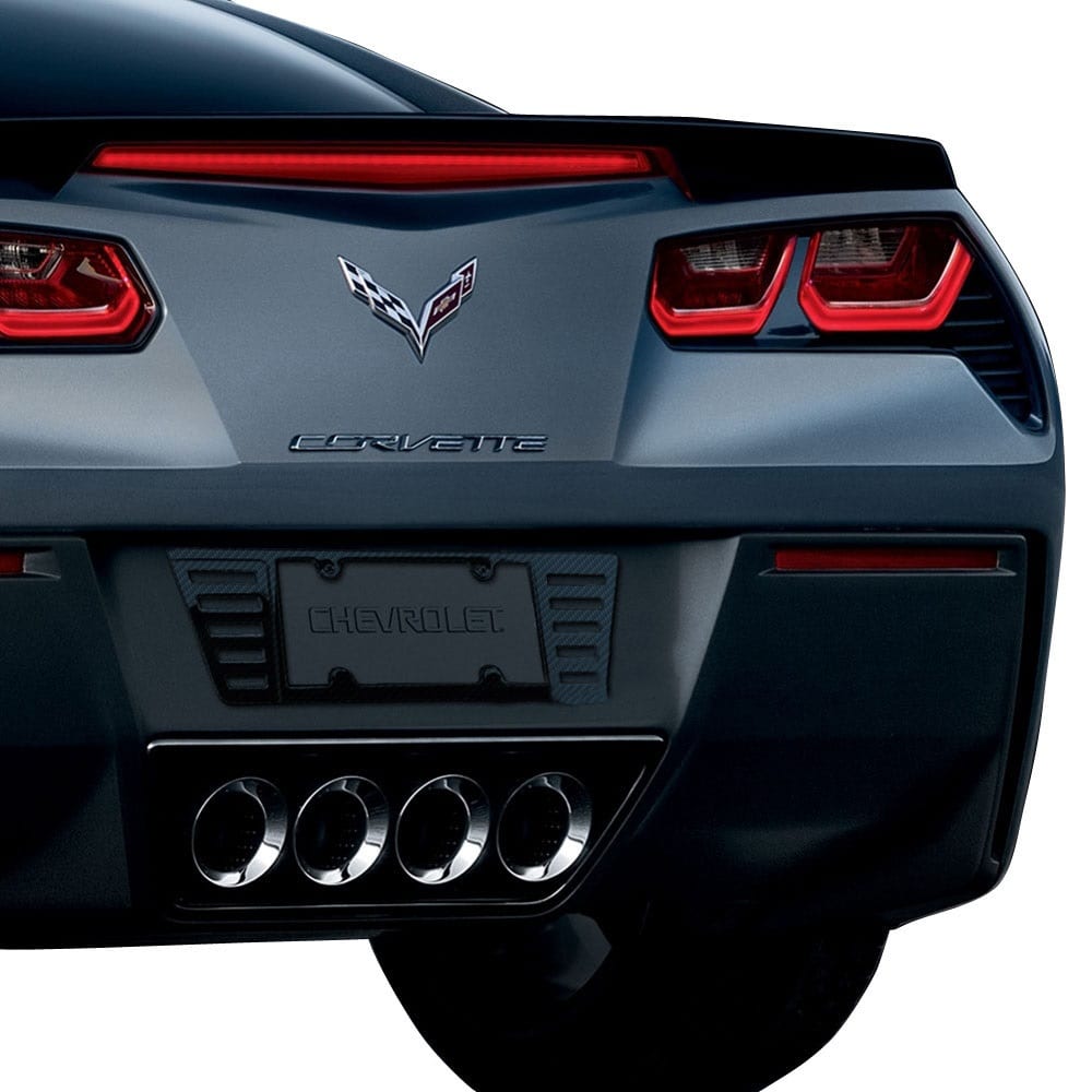 C6-C7-C8 New Gloss Clear Hydro Carbon Fiber Billet Angled License Plate Frame 2005-2026