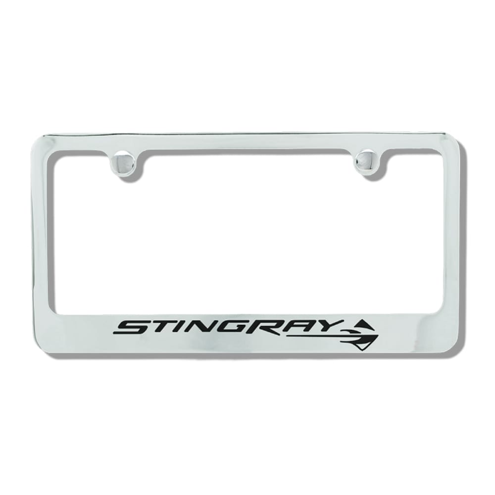 C7 New Stingray License Plate Frame with Stingray Emblem, Chrome 2014-2019