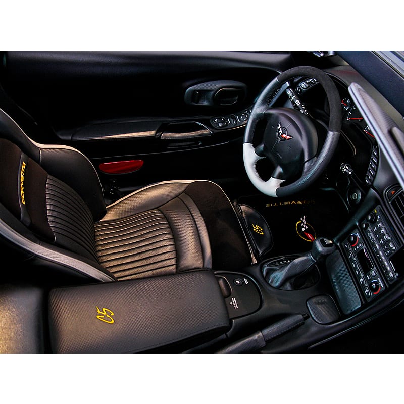 C7 New Carbon Fiber Vinyl Armrest Cover - Black with Black Stitch 2014-2019
