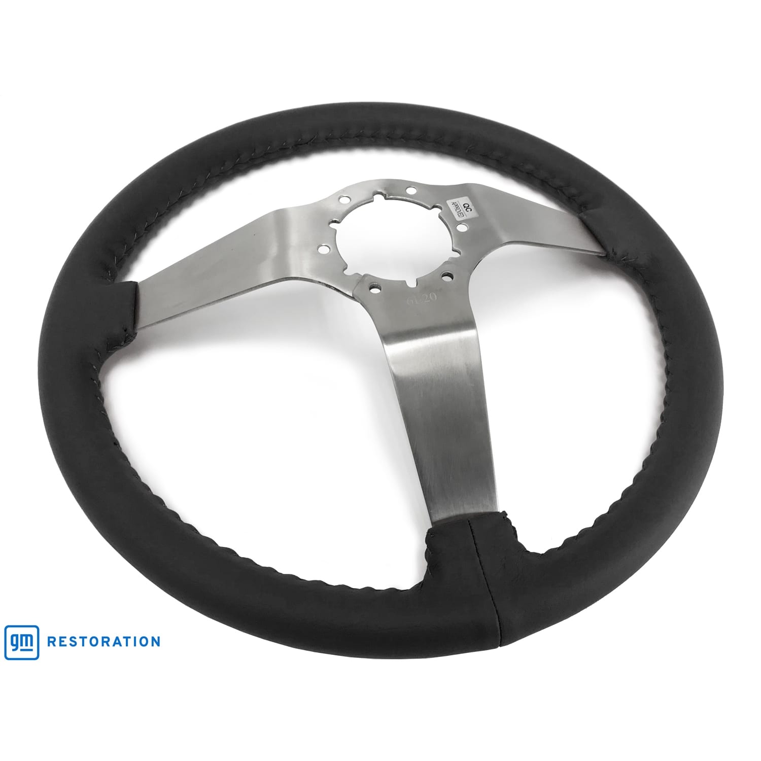 C3 New Black Leather Steering Wheel Brushed Spokes 1977-1982 (ST3041BLK-GM)