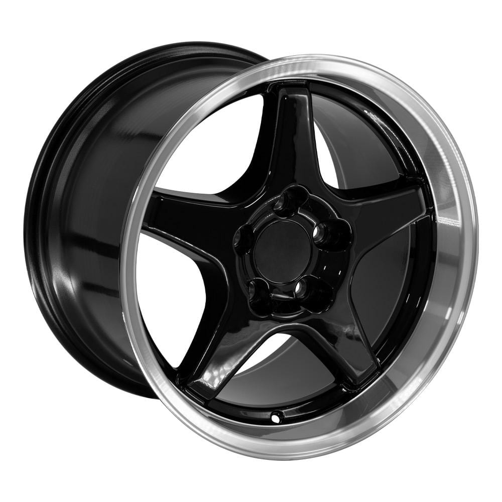 C4 New Gloss Black Machined Lip 17x9.5 and 17x11 Wheel Set of 4 (CV01) 1988-1996