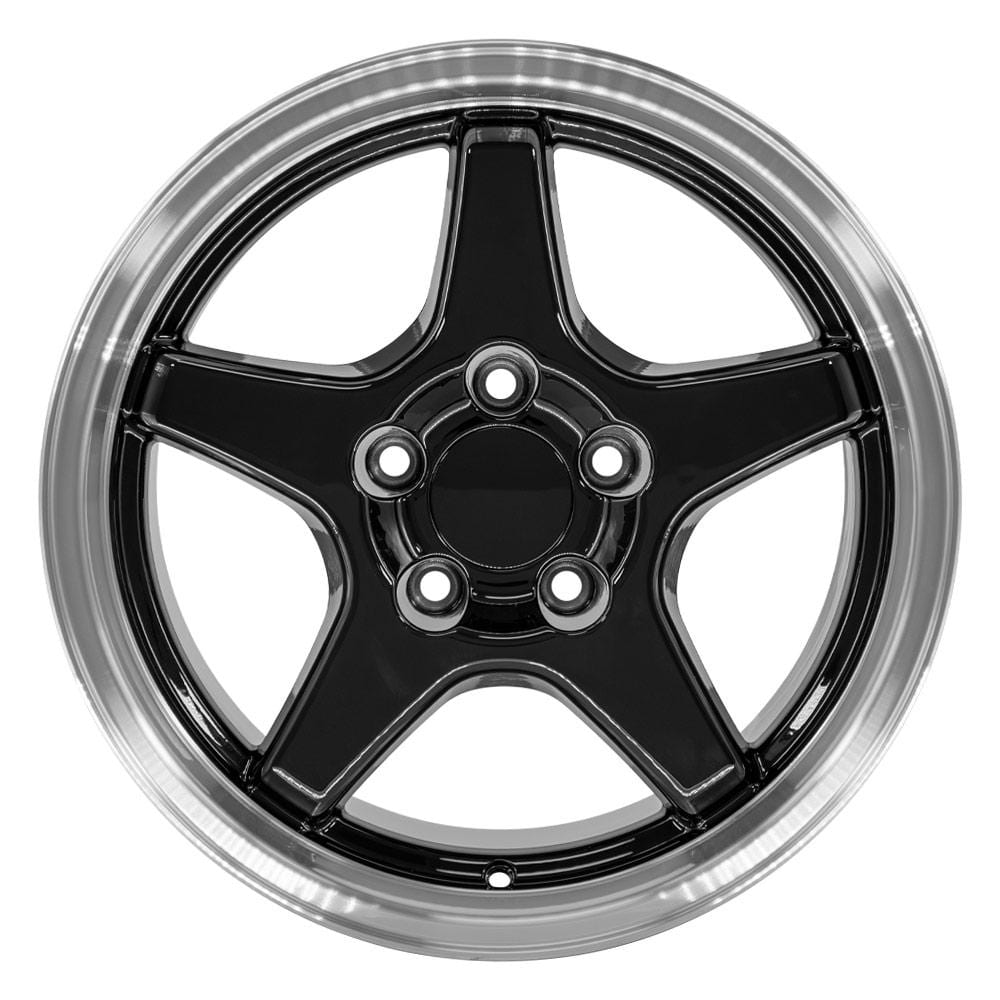 C4 New Gloss Black Machined Lip 17x9.5 and 17x11 Wheel Set of 4 (CV01) 1988-1996